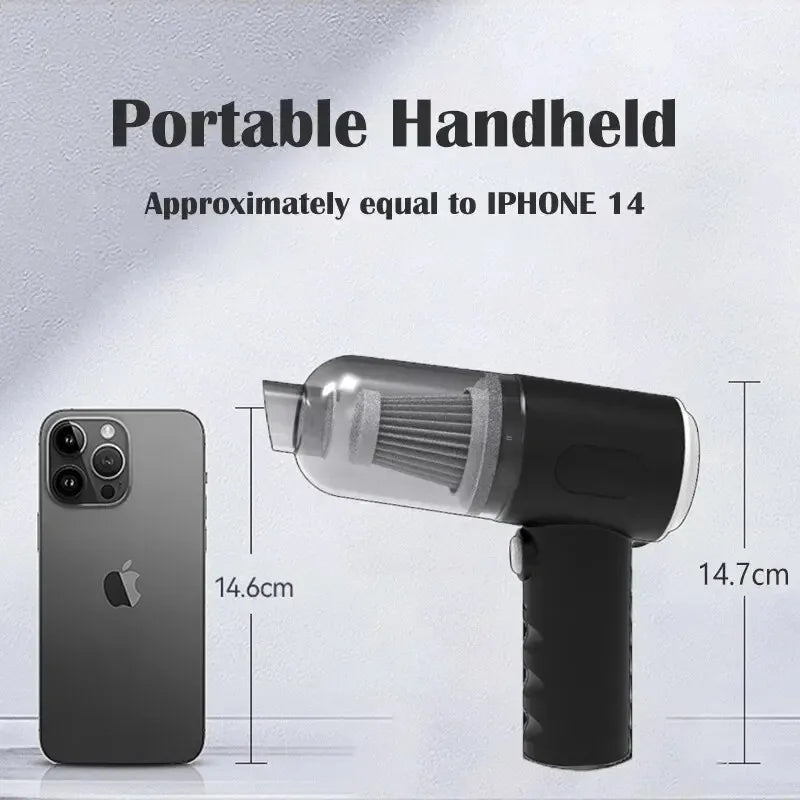 Trådlös bil Dammsugare USB-laddning 1200mAh Bärbar rengöringsapparat Mini Våt och kemtvätt Hushåll 9,000Pa
