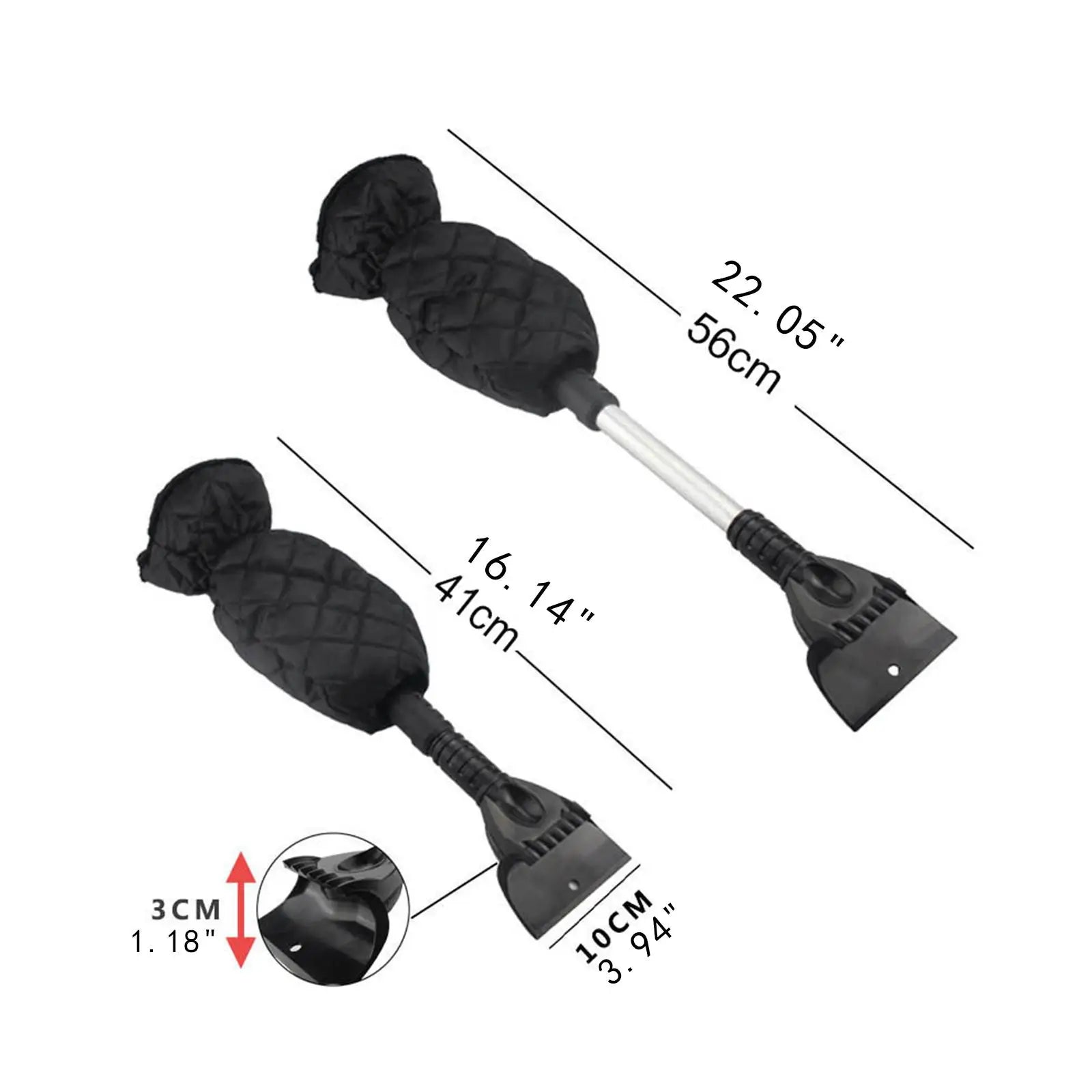 Isskrapa för bilar med varma handskar 45cm